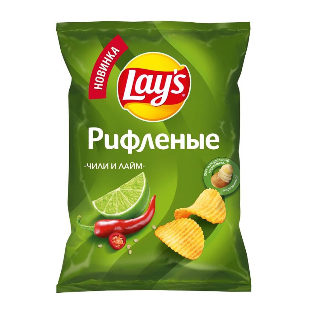 Чипсы Лейз Рифленые 125г Чили и Лайм