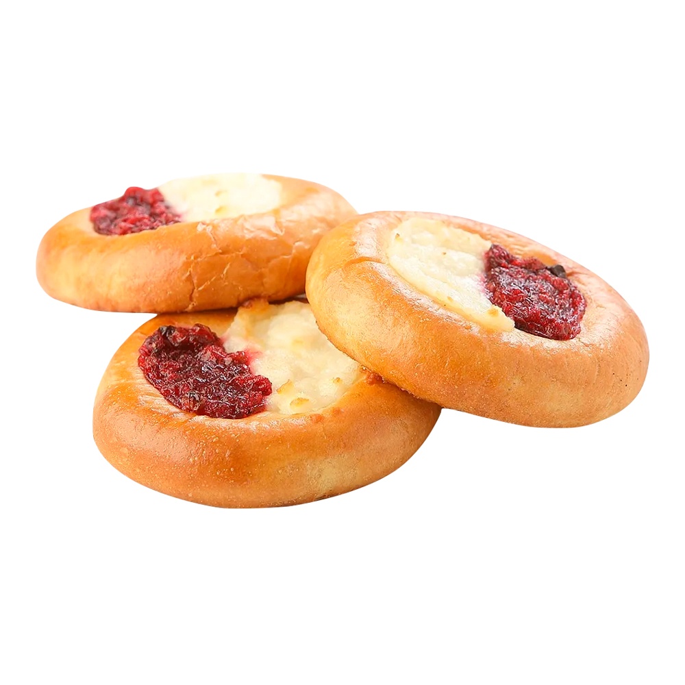 Ватрушка с творожно-брусничной начинкой сдобная 80г Командор