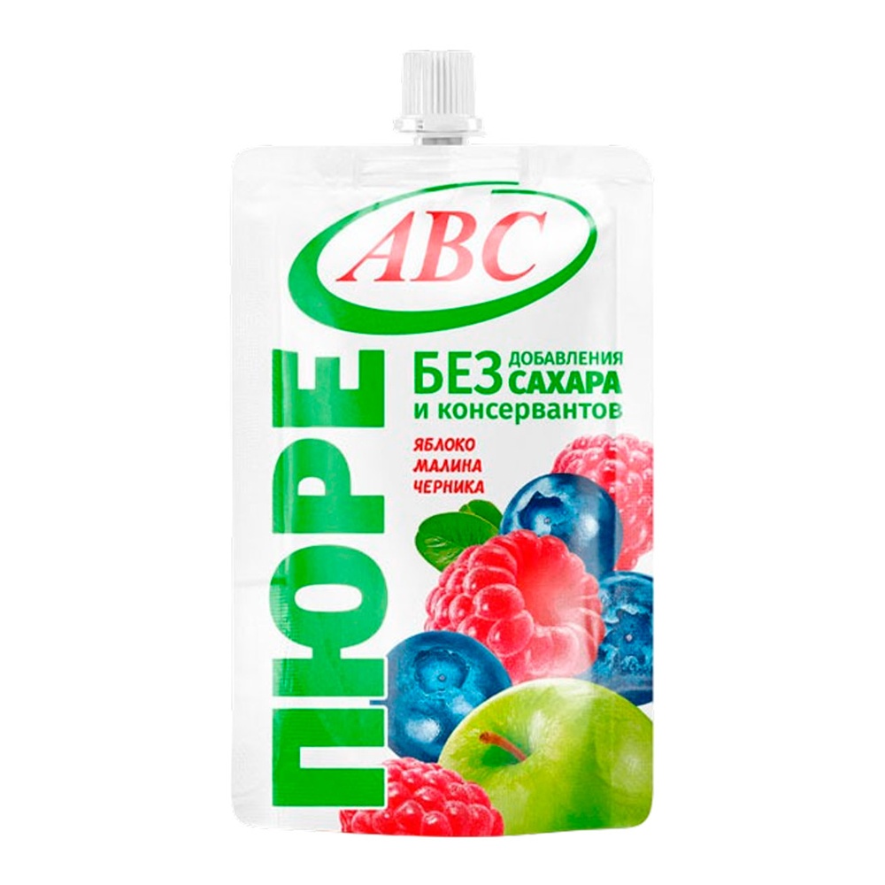 Пюре АВС яблочно-малиновое-черничное б/сахара 200г дой/пак