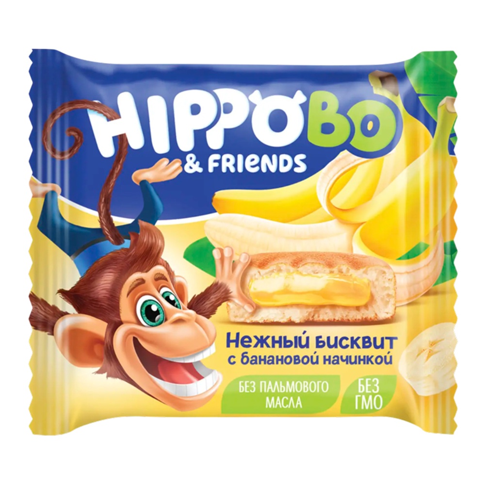Пирожное Хиппо Бо бисквитное с банановой начинкой 32г
