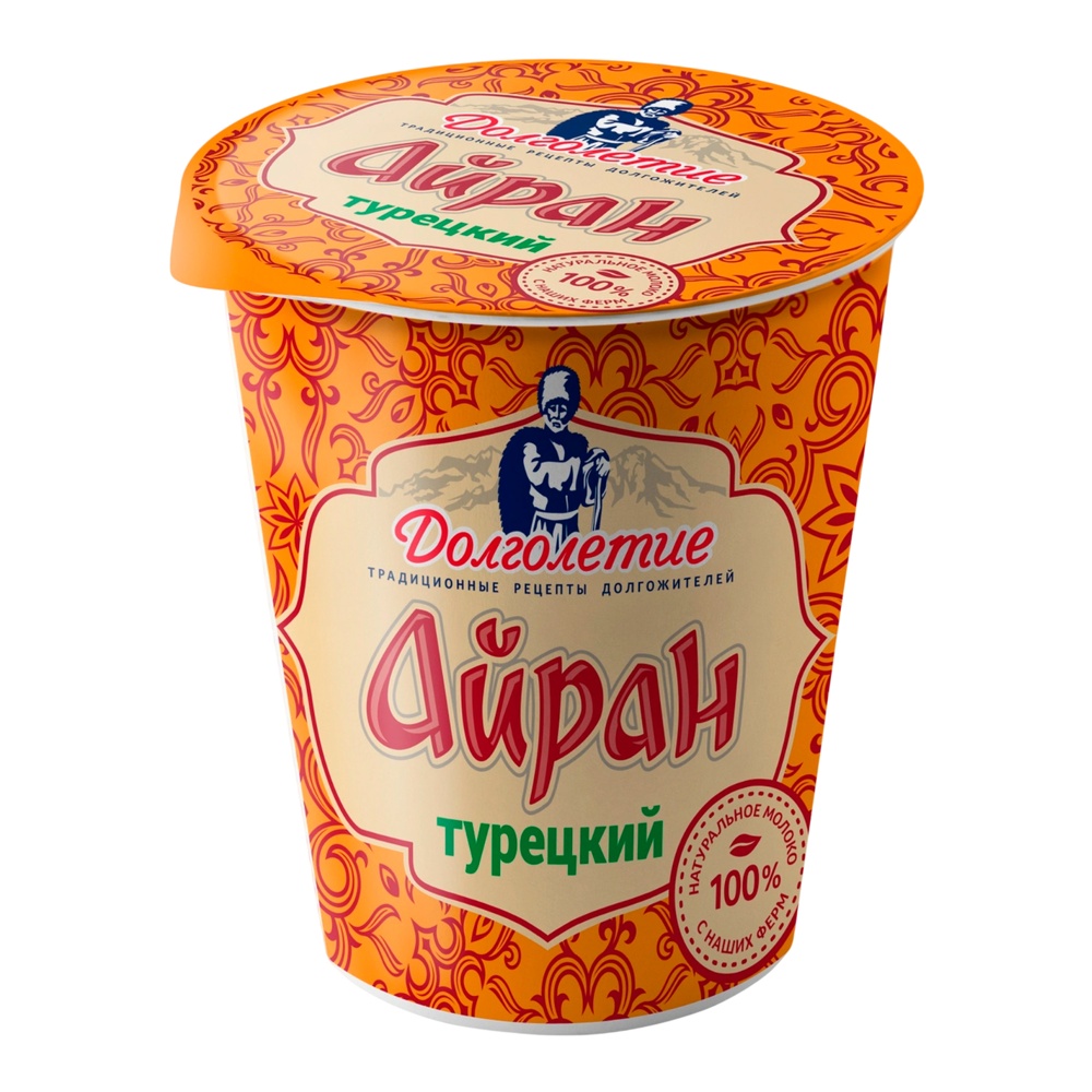 Напиток кисломолочный Долголетие Айран Турецкий 1,8% 180г пл/ст