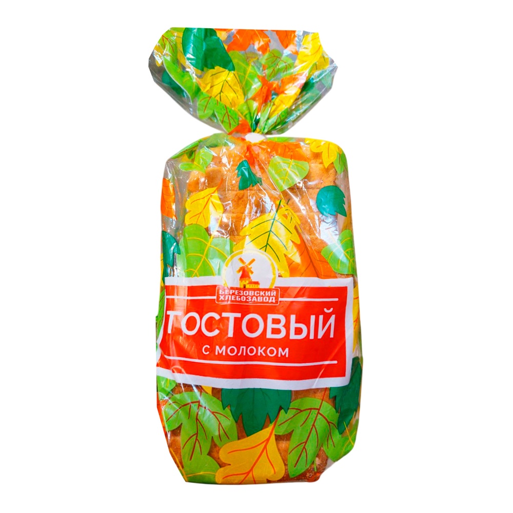 Хлеб Тостовый с молоком 345г Березовский хлебозавод, нарезка