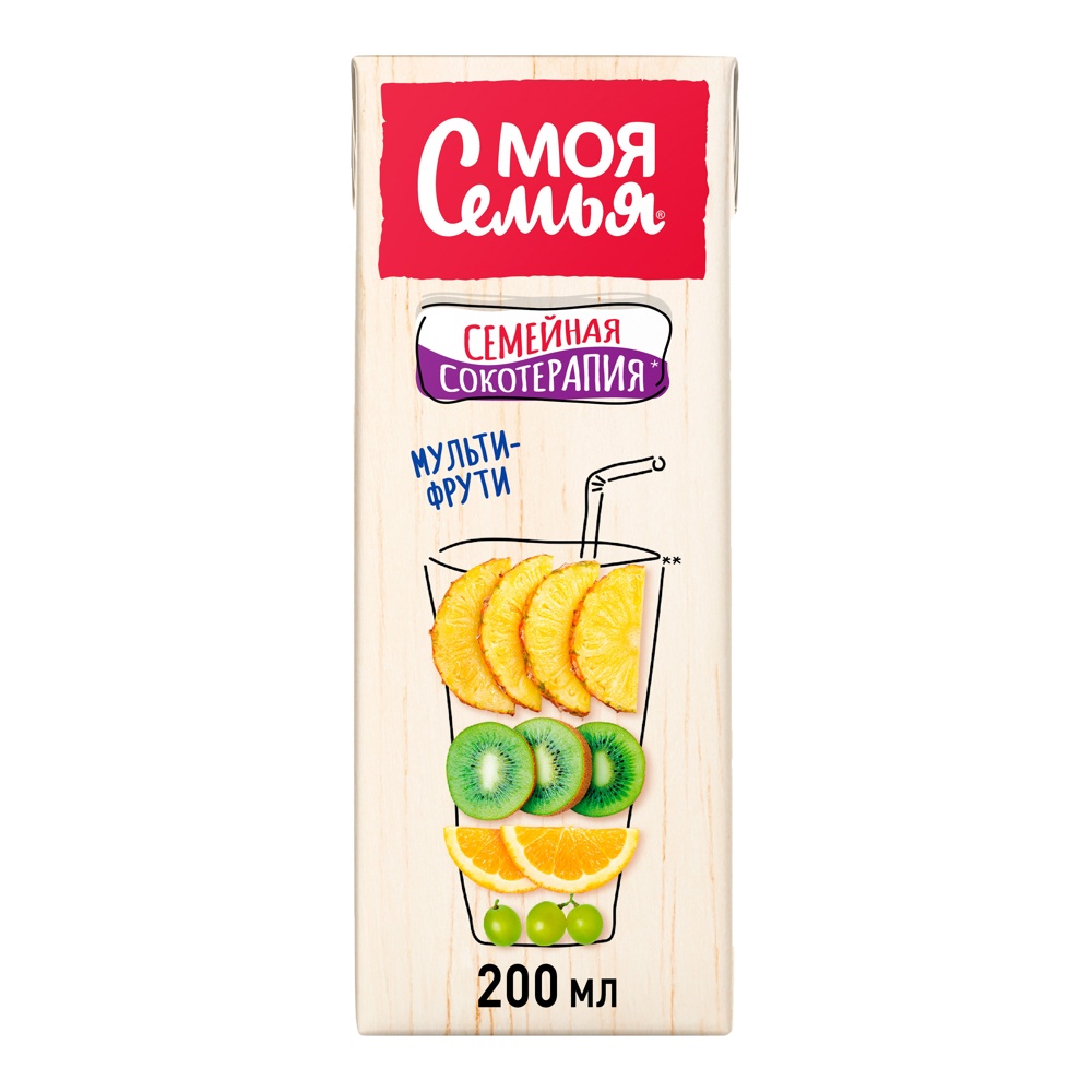 Напиток сокосодержащий Моя Семья 0,2л Мульти-Фрути Мультифрукт