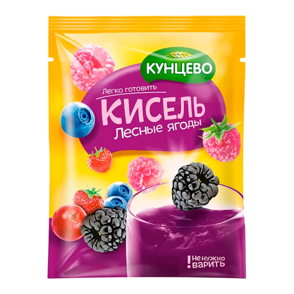 Кисель сухой быстрого приготовления Кунцево Лесные ягоды 25г саше