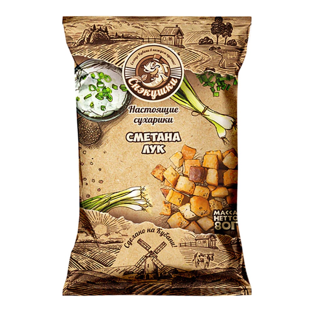 Сухарики Снэкушки пшеничные 80г Сметана лук