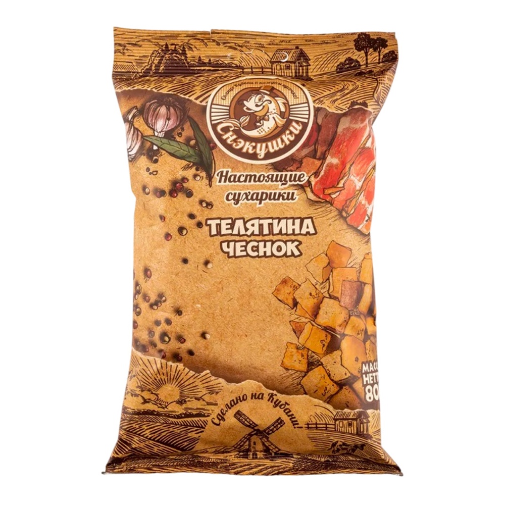 Сухарики Снэкушки пшеничные 80г Телятина чеснок