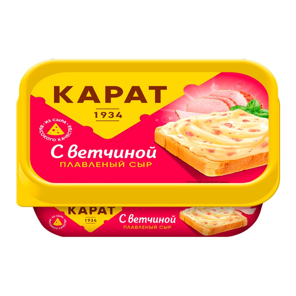 Сыр Карат плавленый сливочный с ветчиной 45% 200г ванночка