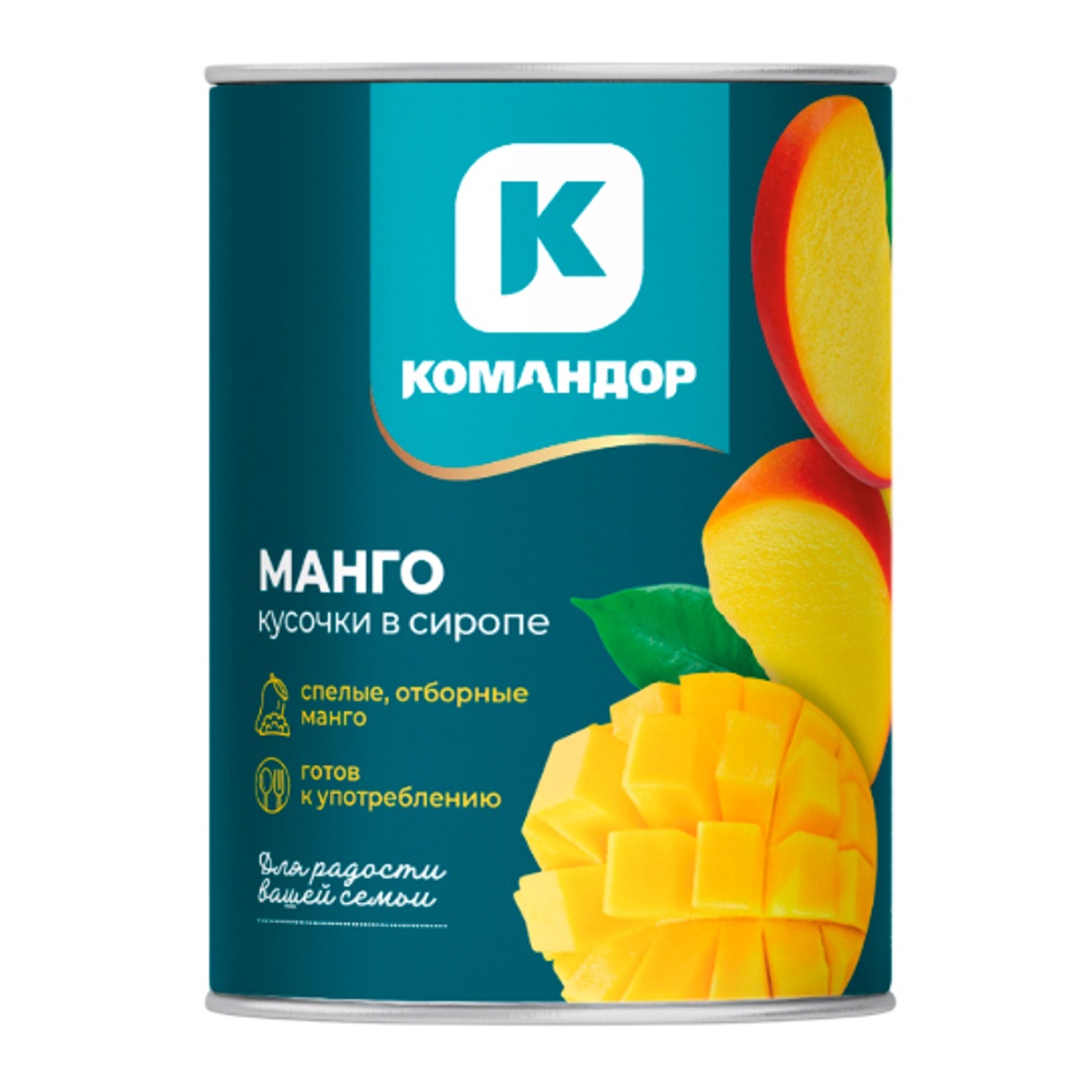 Манго Командор в легком сиропе 450 мл ж/б ключ