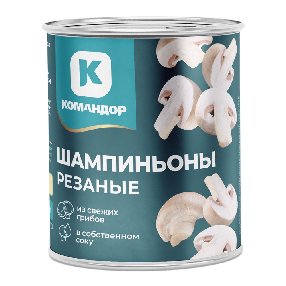 Грибы Командор Шампиньоны резаные 425мл