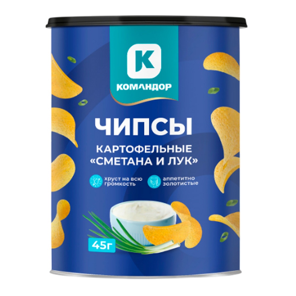 Чипсы Командор 45г Сметана и Лук