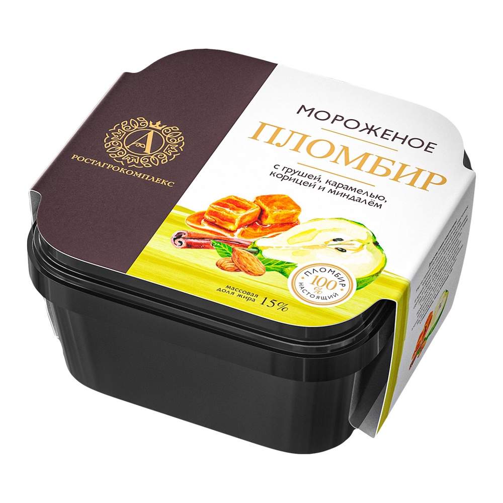 Мороженое А.Ростагрокомплекс Пломбир с грушей, карамелью, корицей и миндалем 300г