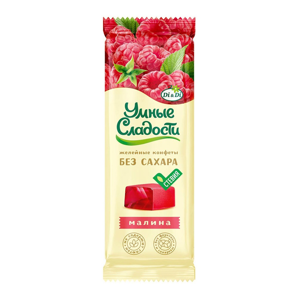 Конфеты б/сахара Умные сладости Малина желейные 90г карт/уп
