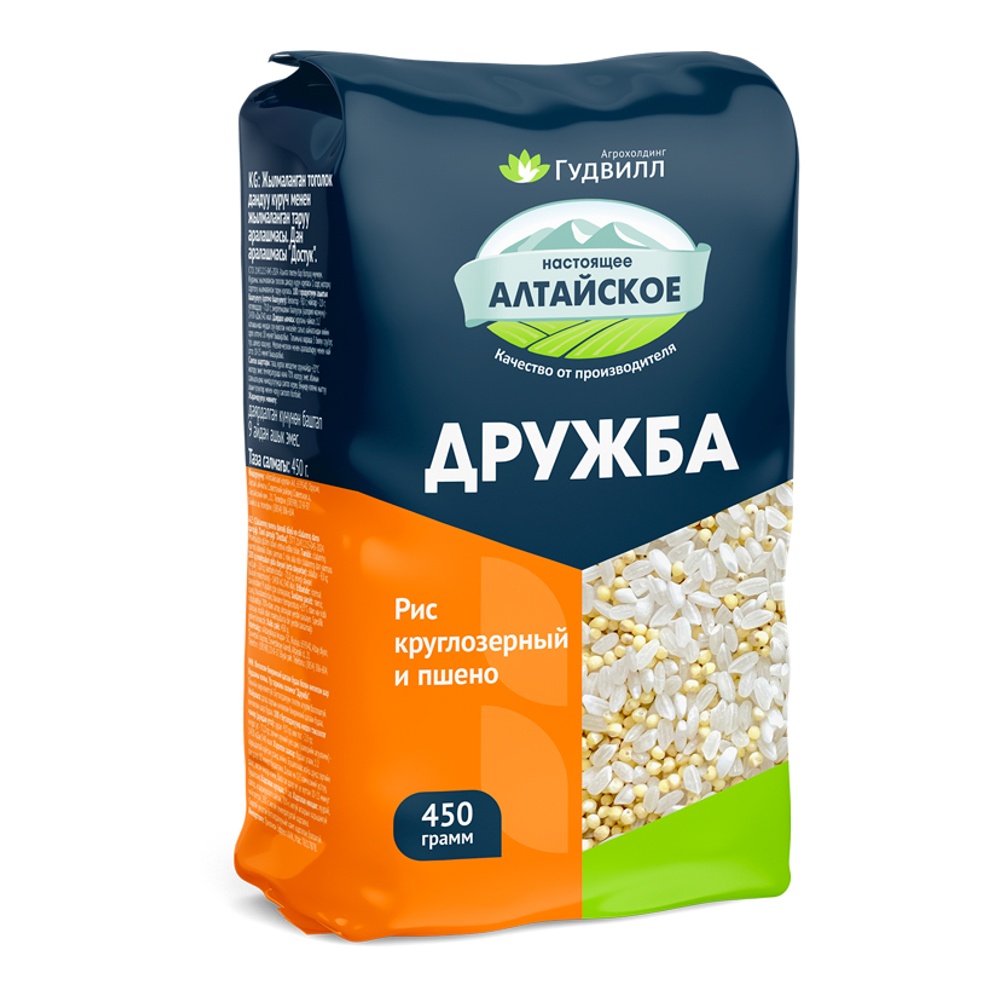 Крупа Настоящее Алтайское смесь риса с пшеном Дружба 450г