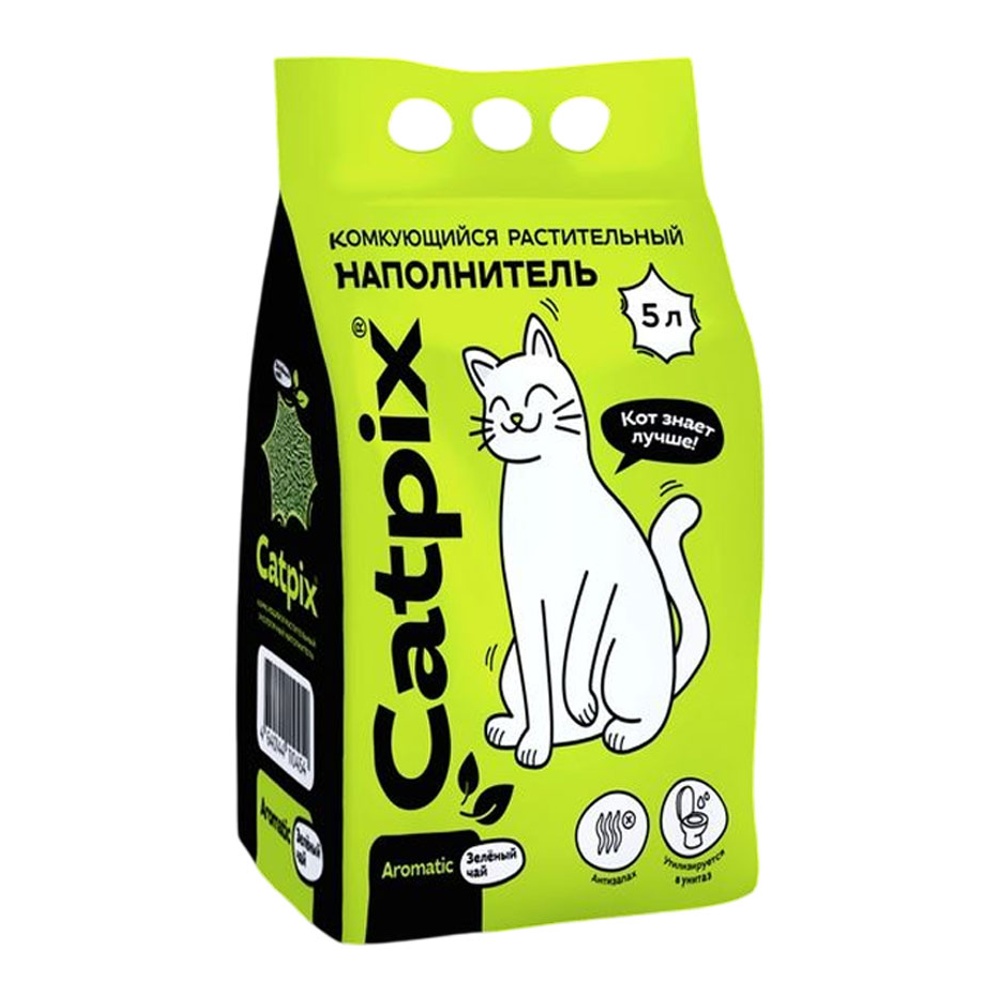Наполнитель д/кошачьего туалета Катпикс комкующийся зеленый чай 5л