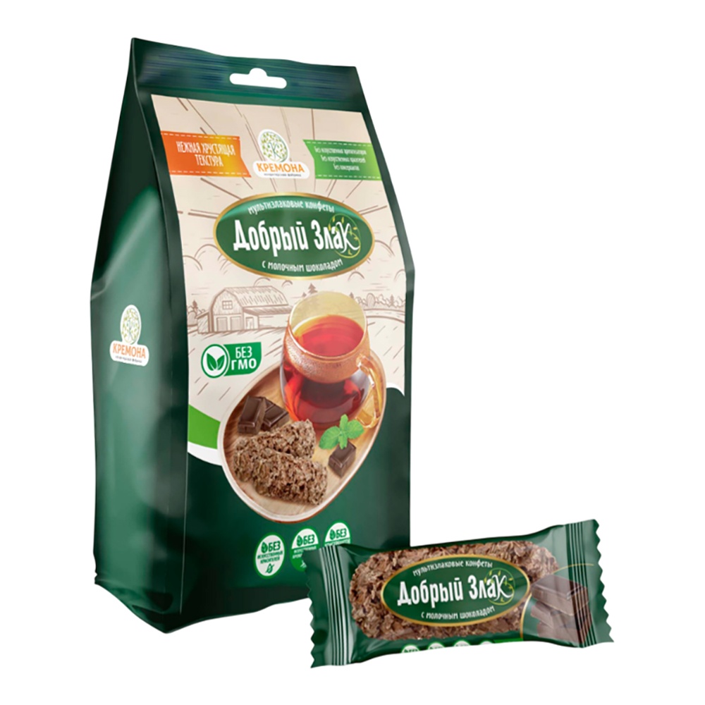 Конфеты Кремона КФ Добрый злак с молочным шоколадом 150г