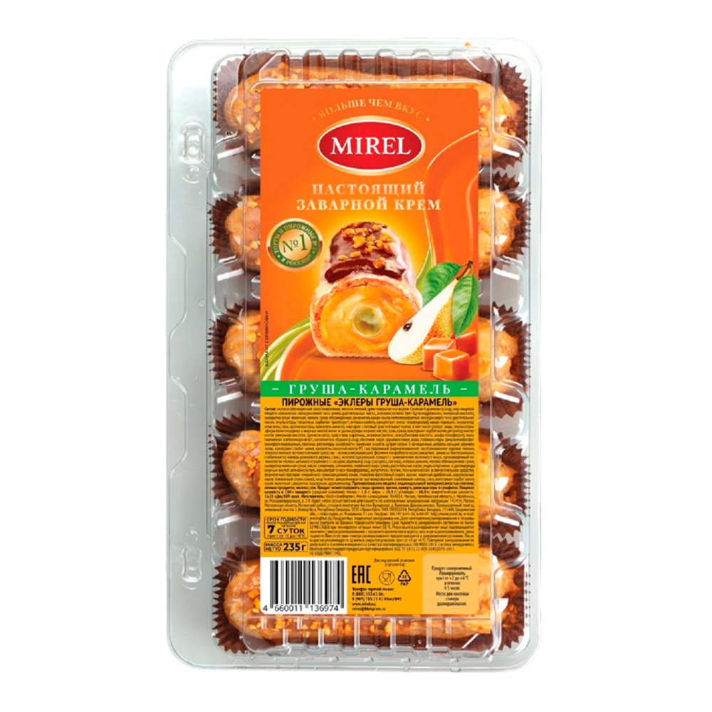 Пирожное Мирель Эклер груша-карамель 235г