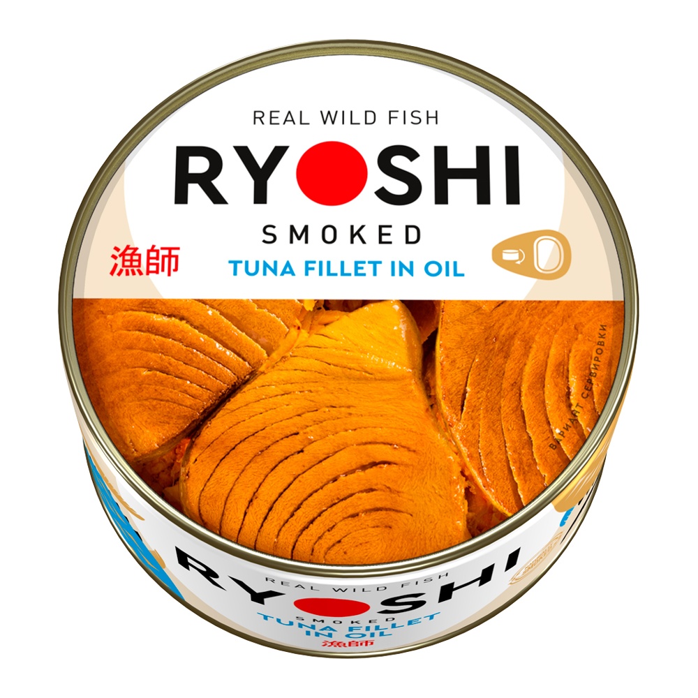 Тунец Риоши копченый в масле филе 185г ж/б ключ