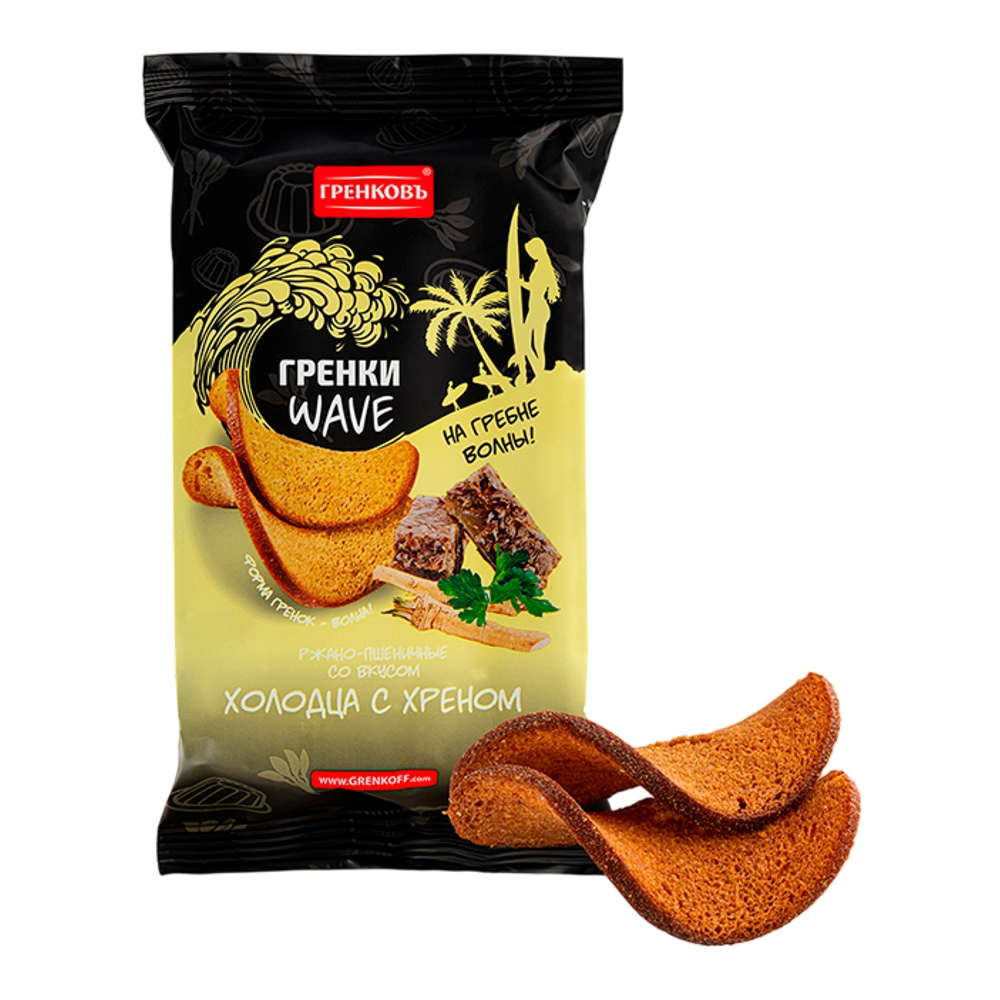Гренки Гренковъ Вейв ржано-пшеничные 75г Холодец с хреном