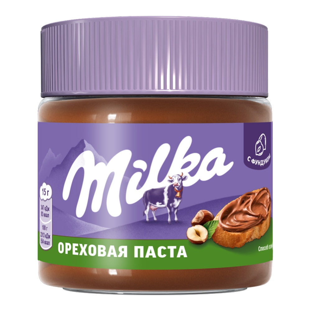 Паста Милка ореховая с добавлением какао 180г ст/б