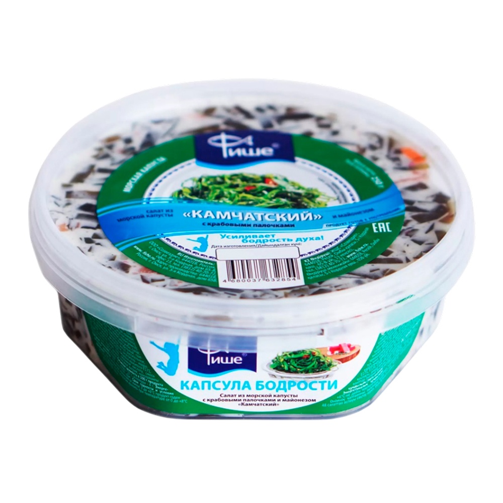 Салат Фише из морской капусты Камчатский с крабовыми палочками и майонезом 250г пл/б