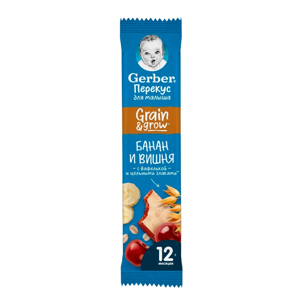 Дет пит Гербер Батончик фруктово-злаковый банан-вишня с 12мес 25г