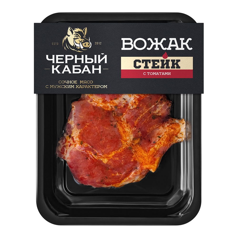 Стейк из свинины Черный кабан Вожак с томатами б/к охлажденный 200г в/у Омский бекон
