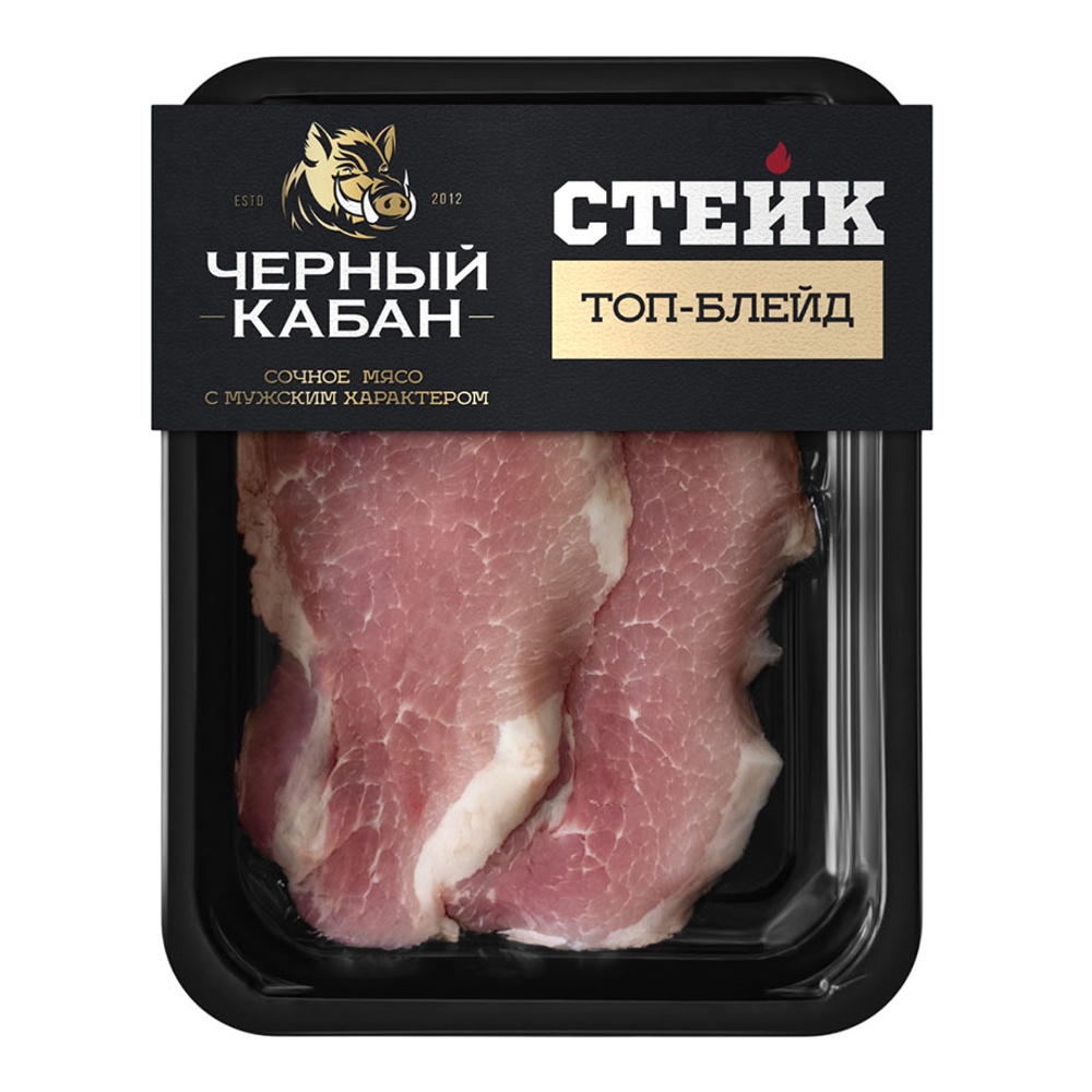 Стейк из свинины Черный кабан Топ-Блейд б/к охлажденный 300г в/у Омский бекон