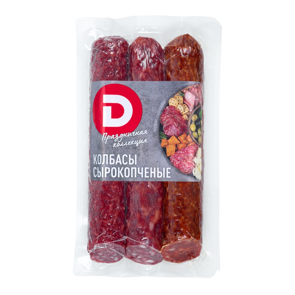 Колбасы Дымов Праздничная коллекция Салями, Сальчичон, Чоризо с/к со срезом 400г в/у