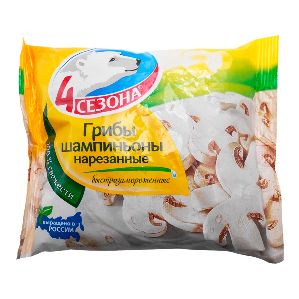 Грибы 4 Сезона Шампиньоны резаные с/м 400г