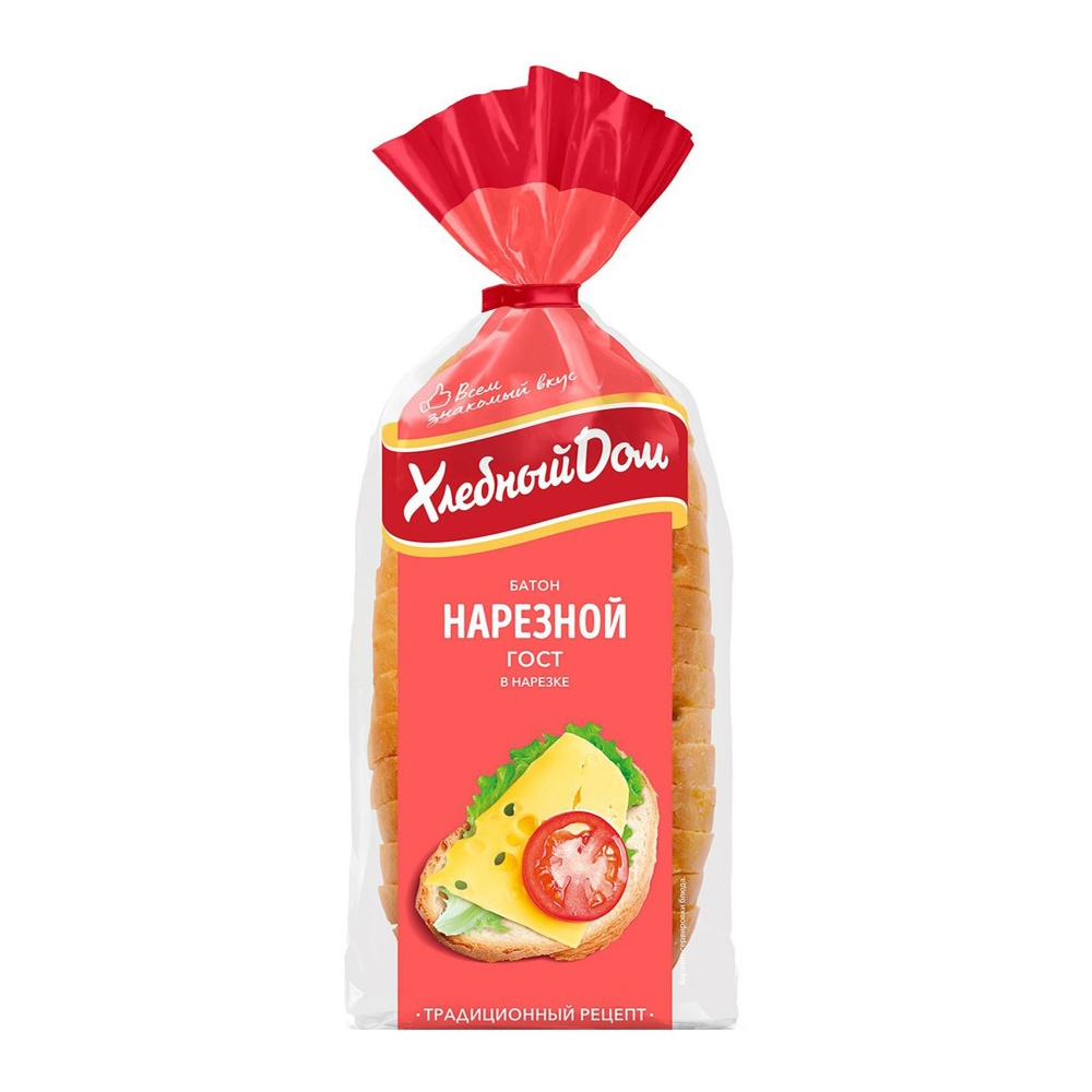 Батон Нарезной 400г Хлебный дом нарезка