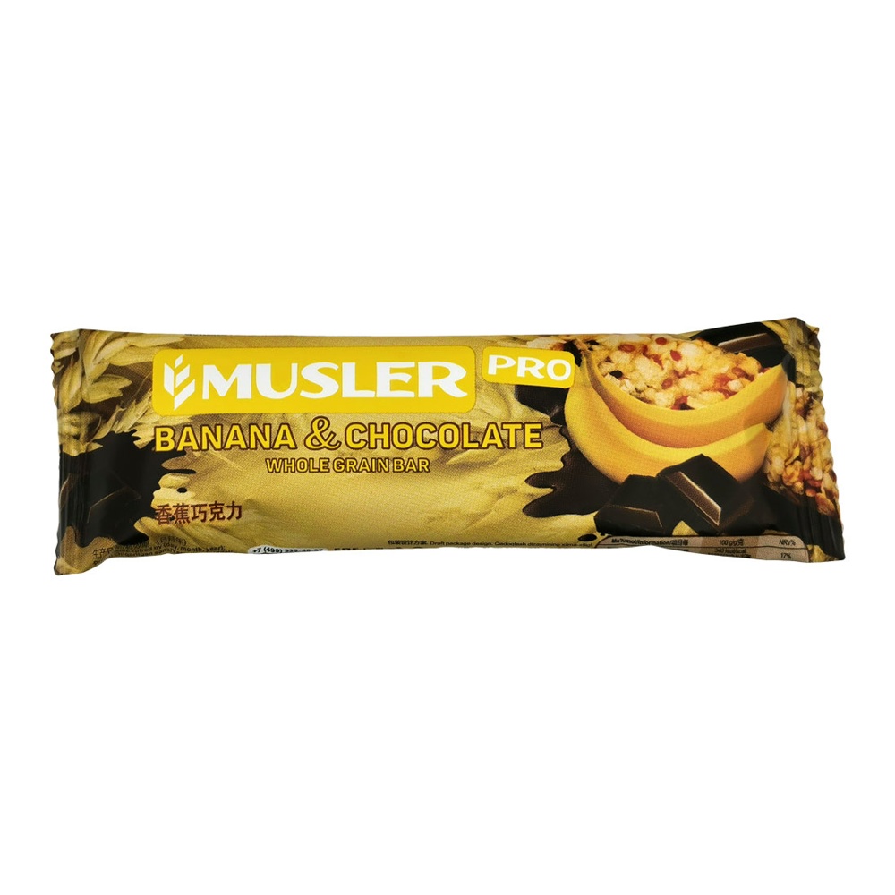 Батончик мюсли Мюслер Банан в темной глазури 30г