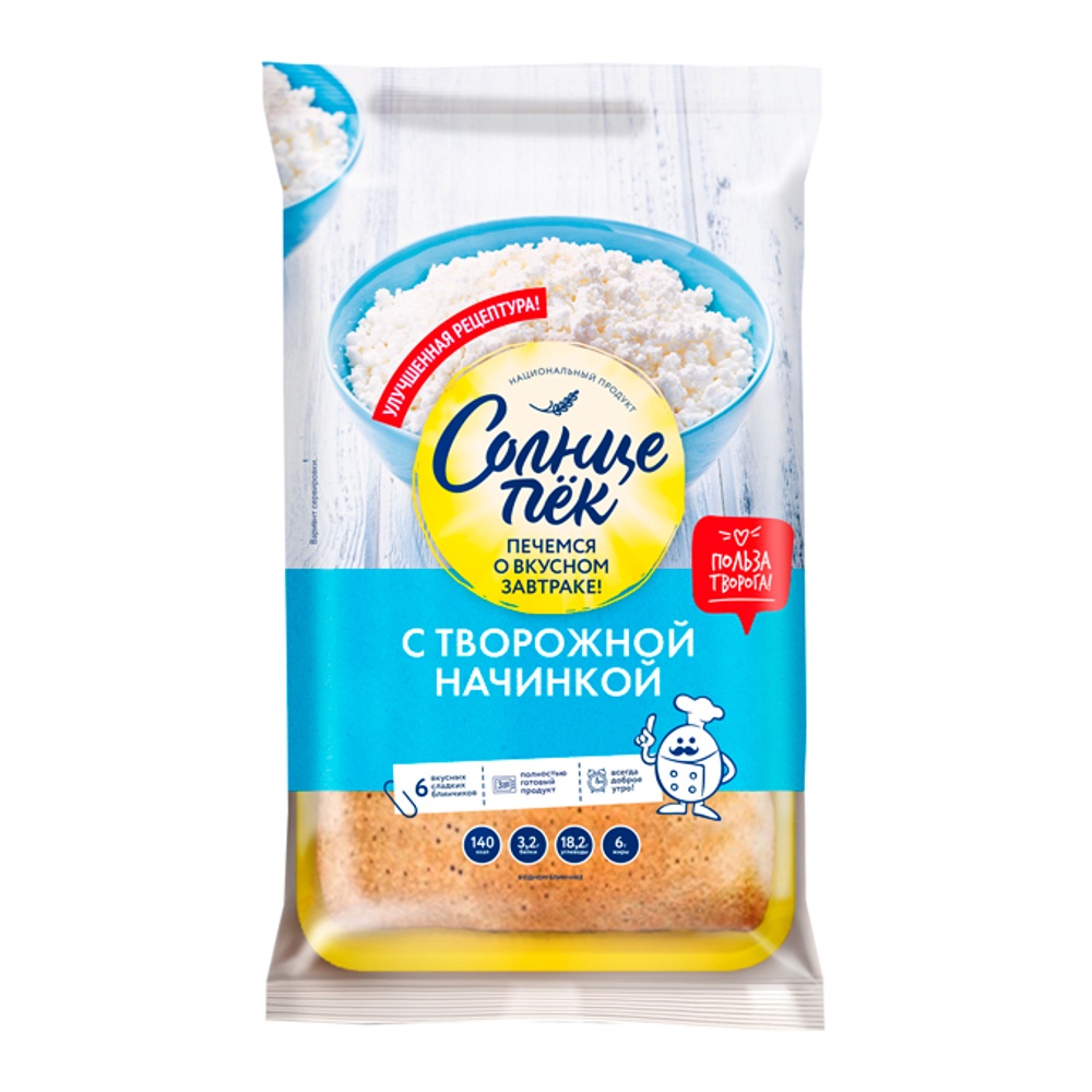Блинчики Солнцепек с творожной начинкой с/м 420г лоток