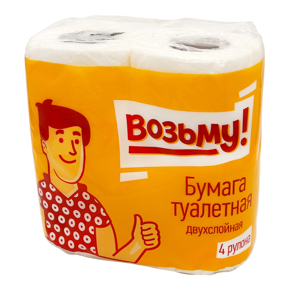 Бумага туалетная Возьму! 2сл 4шт Белая с тиснением