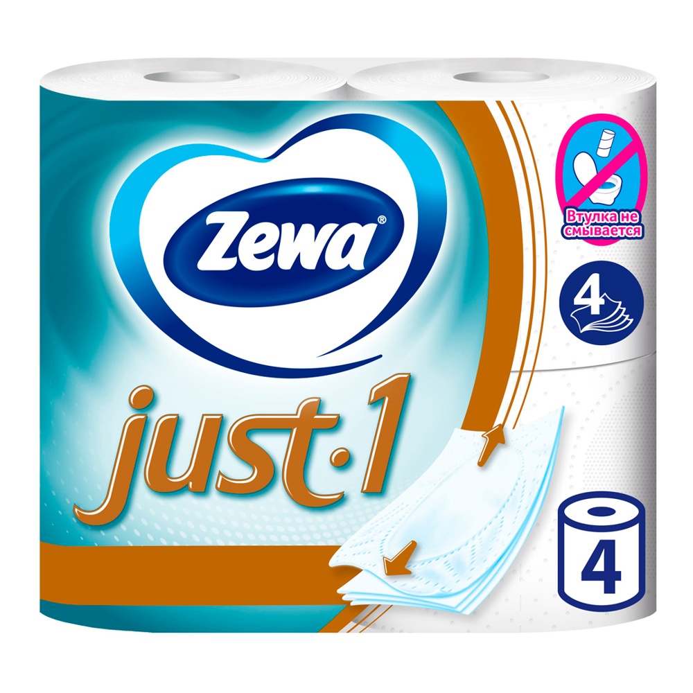 Бумага туалетная Зева Джаст Уан 4сл 4шт