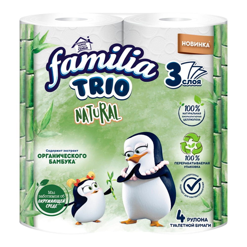 Бумага туалетная Фамилия Трио 3сл 4шт Белая