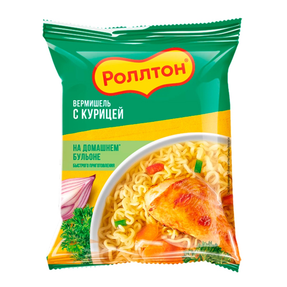 Вермишель Роллтон с куриным вкусом и витаминами 60г