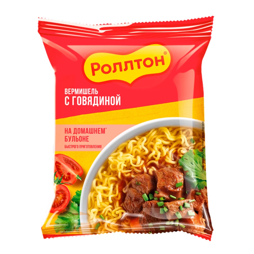Вермишель Роллтон со вкусом говядины и витаминами 60г