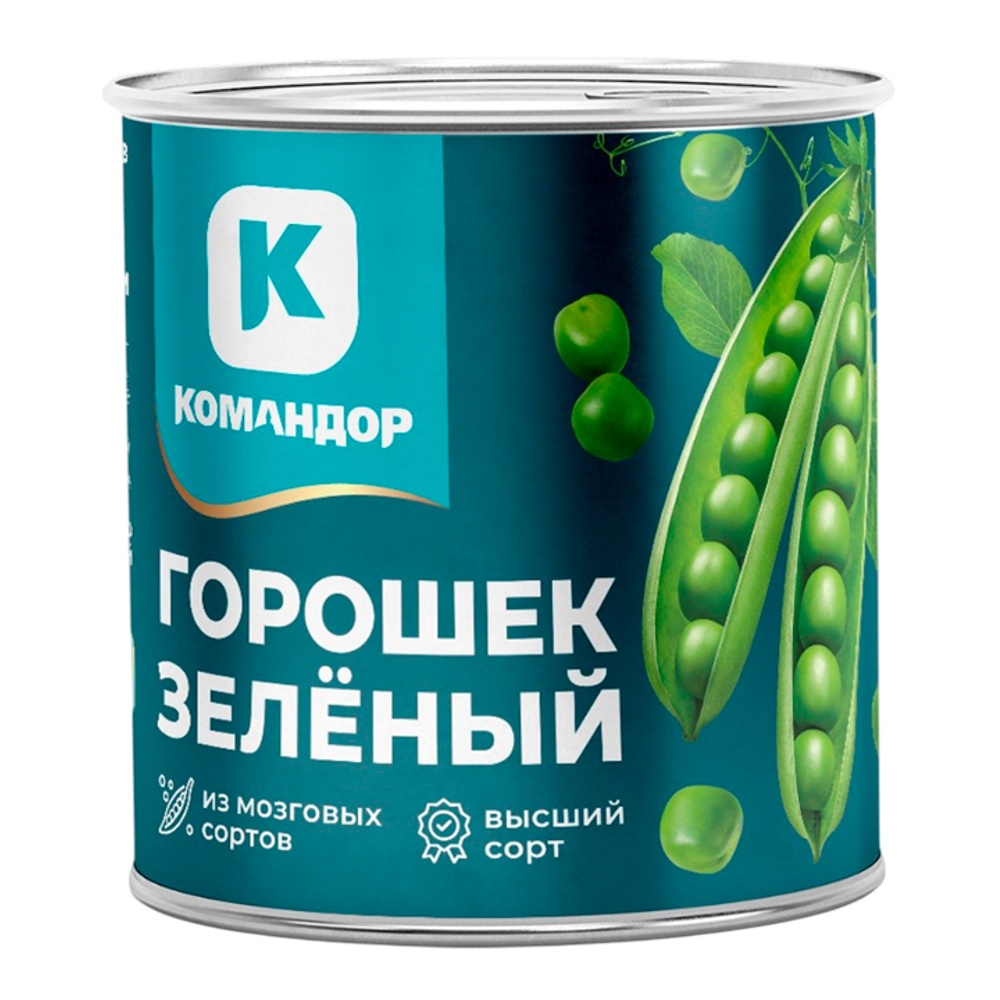 Горошек зеленый Командор ГОСТ в/с 400г  с ключом