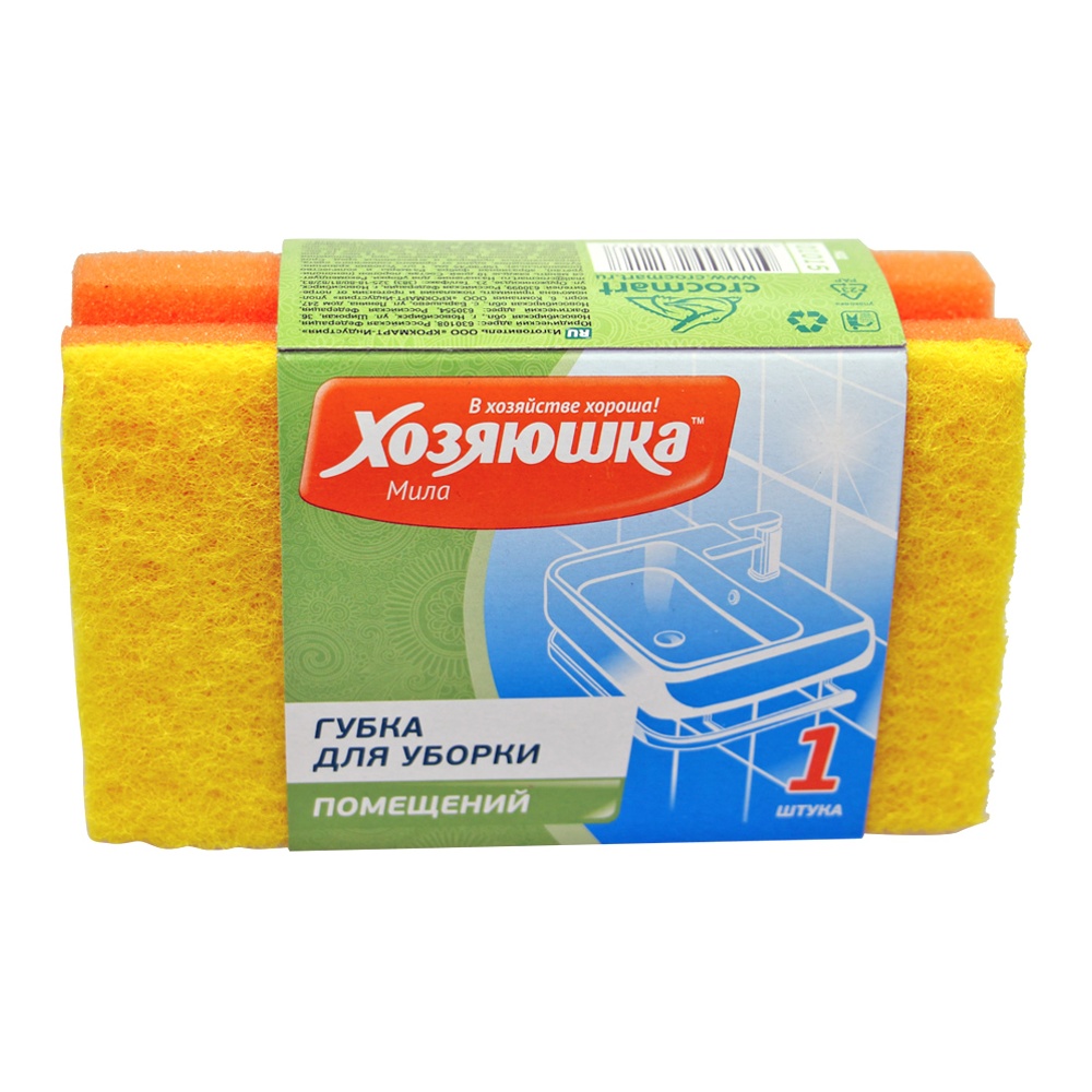Губка для уборки Хозяюшка Мила большая 1шт