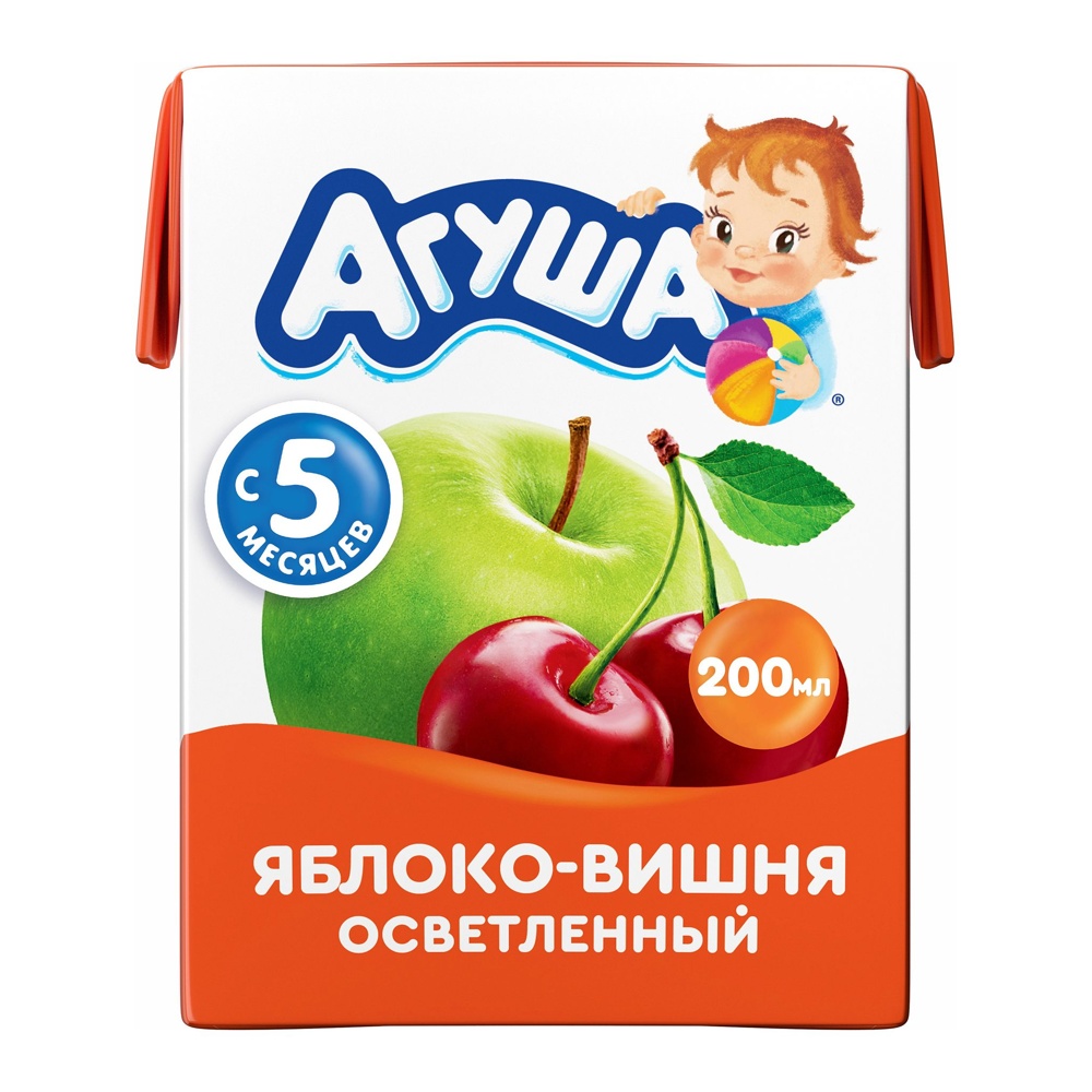 Дет пит Агуша Сок яблочно-вишневый осветленный б/сахара с 5мес 200мл т/п