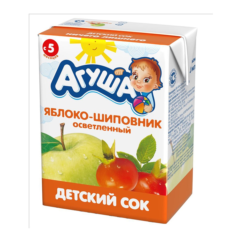 Дет пит Агуша Сок яблочно-шиповниковый осветленный б/сахара с 5мес 200мл т/п