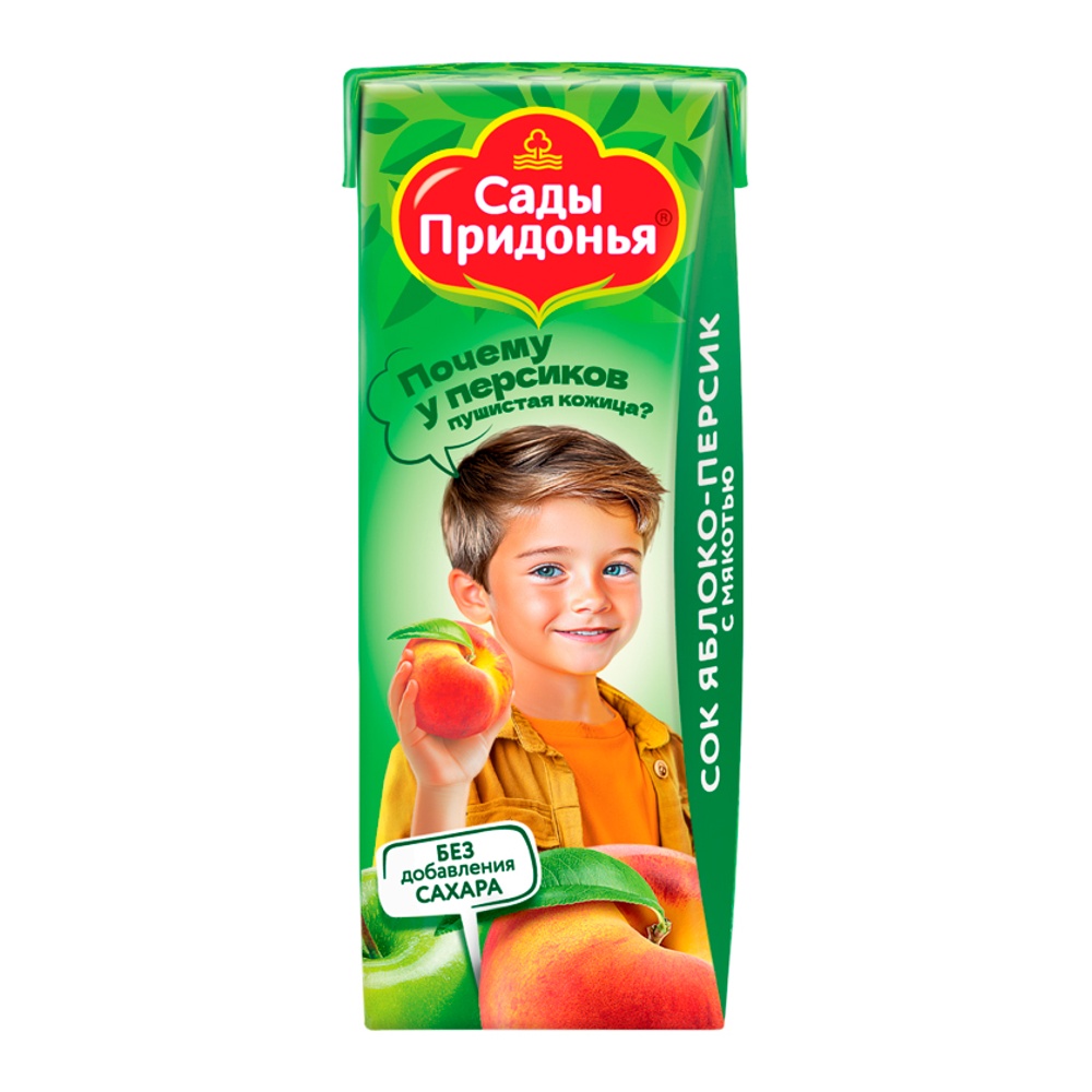 Дет пит Сады Придонья Сок яблочно-персиковый с мякотью с 5мес 0,2л т/п