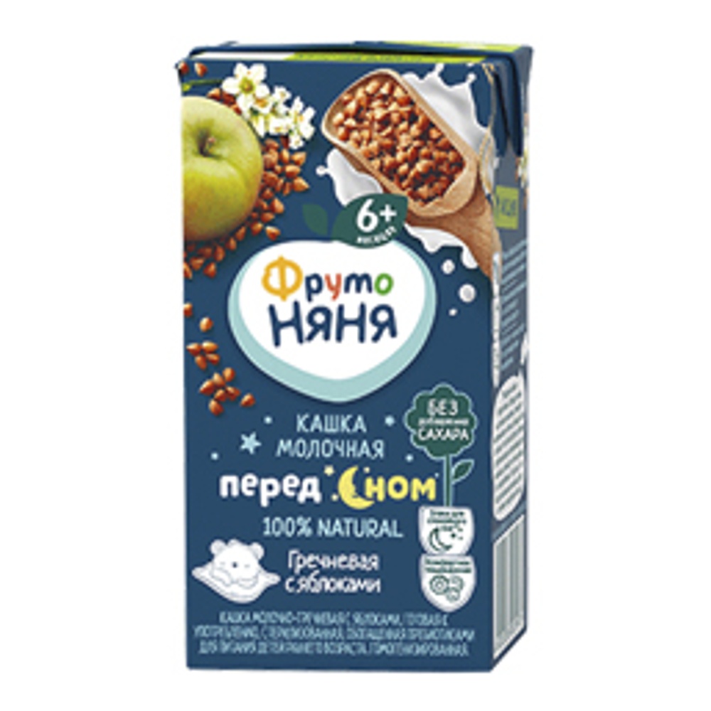 Дет пит Фрутоняня Кашка гречка-яблоко-молоко с пребиотиками с 6мес 200мл т/п