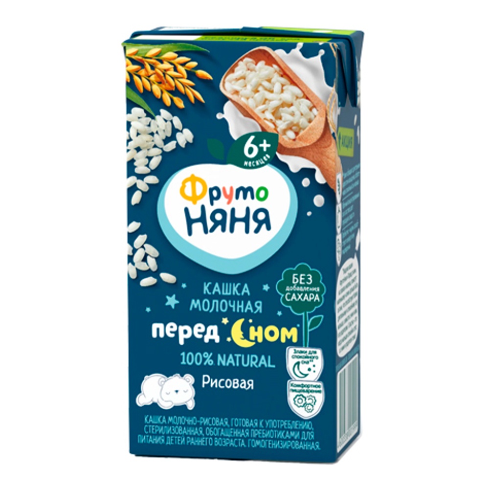 Дет пит Фрутоняня Кашка рис-молоко с пребиотиками с 6мес 200мл т/п