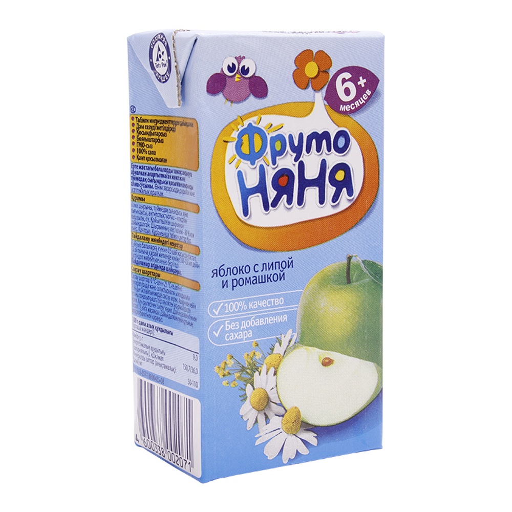 Дет пит Фрутоняня Напиток яблочный с экстрактом ромашки и липы 200мл т/п