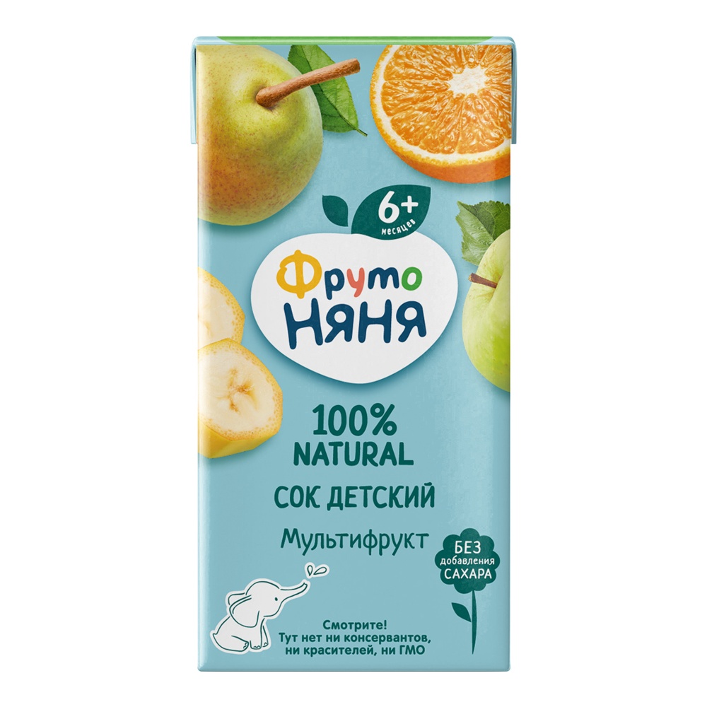 Дет пит Фрутоняня Сок мультифруктовый б/сахара с 8мес 200мл т/п