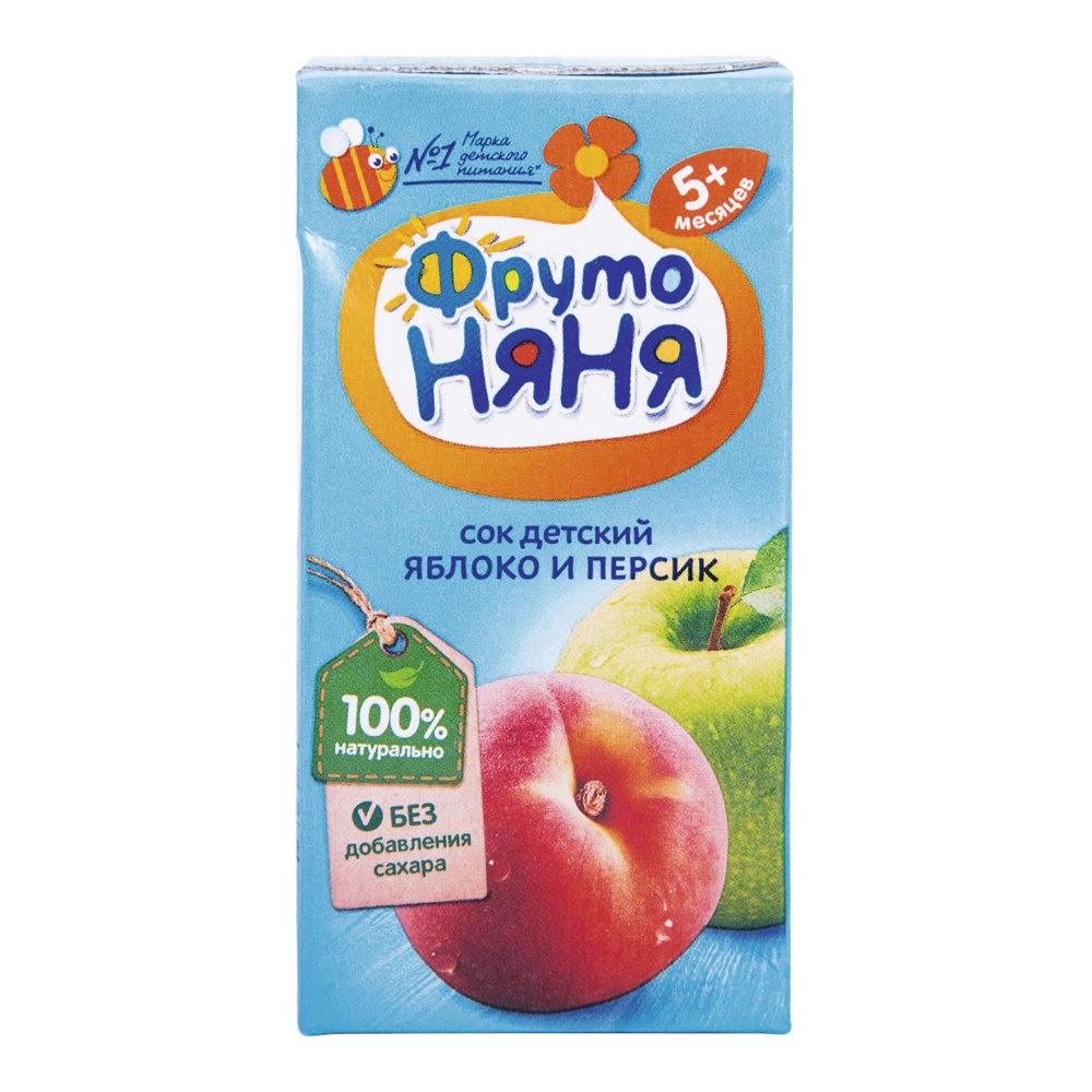 Дет пит Фрутоняня Сок яблочно-персиковый б/сахара 200мл т/п