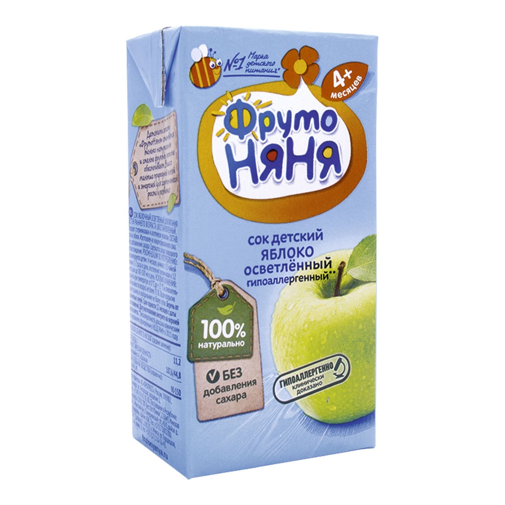 Дет пит Фрутоняня Сок яблочный осветленный 200мл т/п