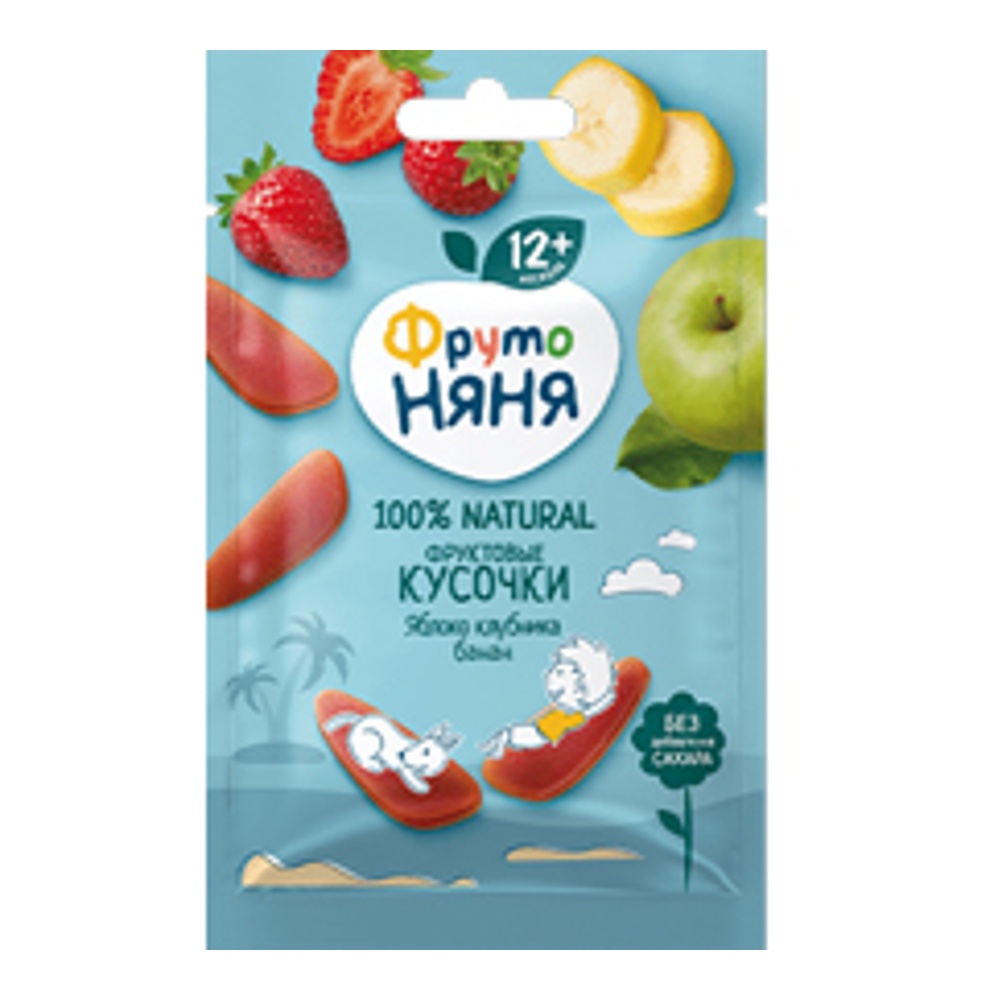 Дет пит Фрутоняня Фруктовые кусочки из яблок, клубники и бананов б/сахара с 12мес 15г