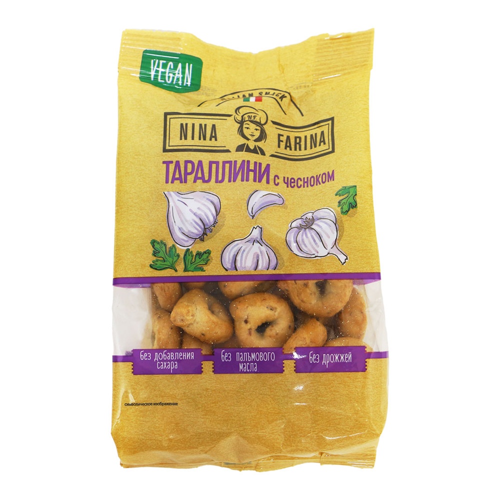Изделия х/б бараночные Нина Фарина Тараллини с чесноком 180г